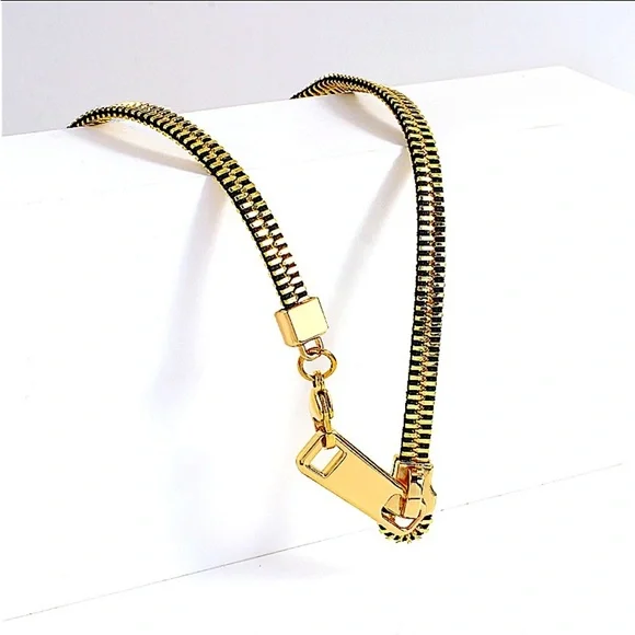 Gold Zipper Punk Minimalist Versatile Necklace - Picture 13 of 15